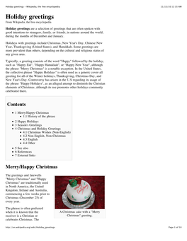 Holiday Greetings - Wikipedia, the Free Encyclopedia 11/15/10 12:15 AM Holiday Greetings from Wikipedia, the Free Encyclopedia