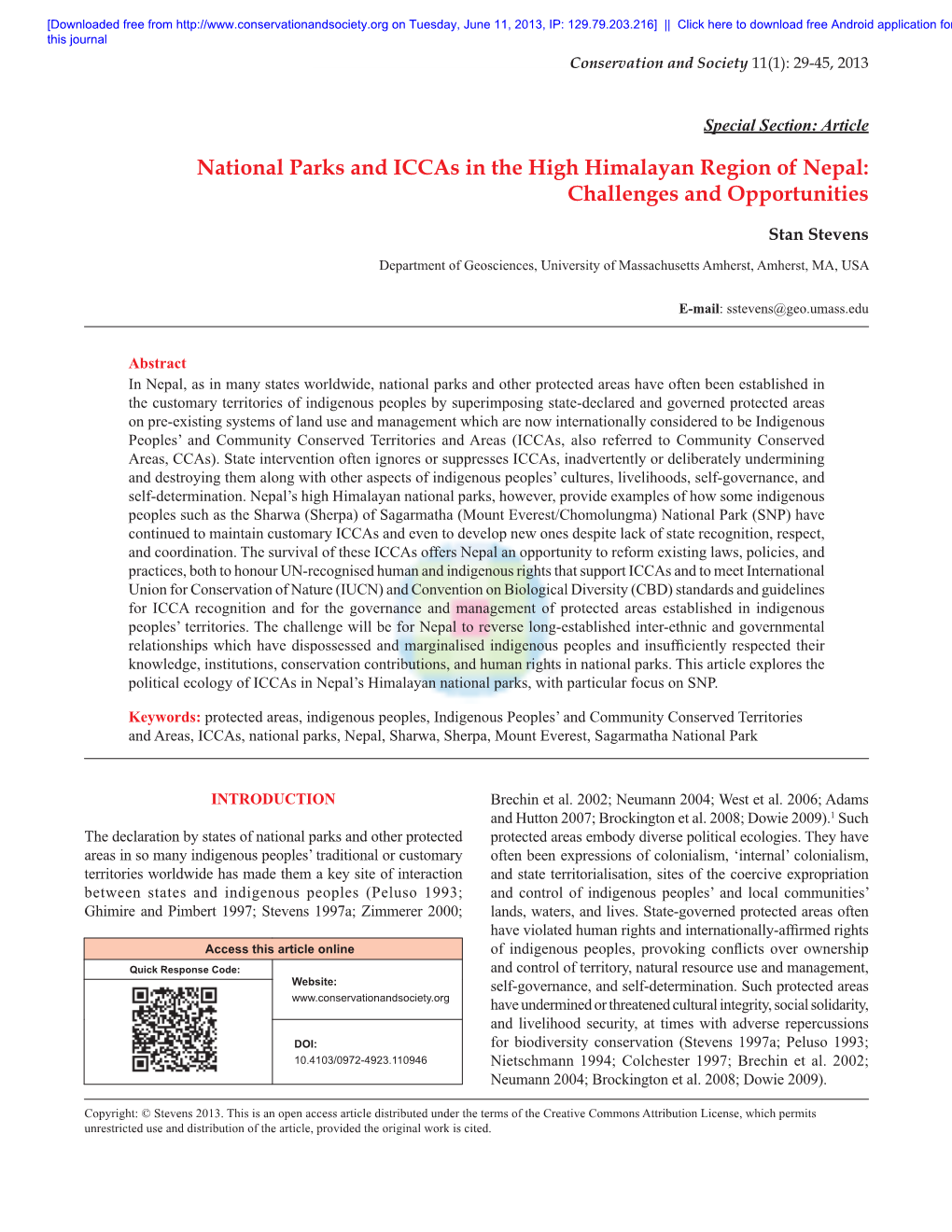 National Parks and Iccas in the High Himalayan Region of Nepal: Challenges and Opportunities