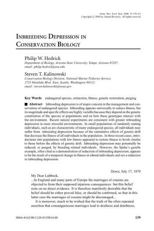 Inbreeding Depression in Conservation Biology