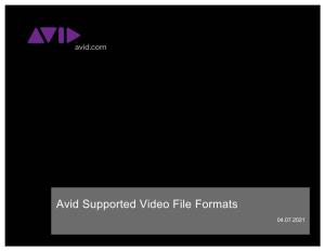 Avid Supported Video File Formats