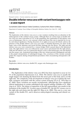 Double Inferior Vena Cava with Variant Hemiazygos Vein – a Case Report