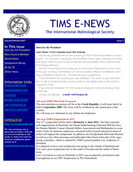 TIMS E-NEWS the International Molinological Society