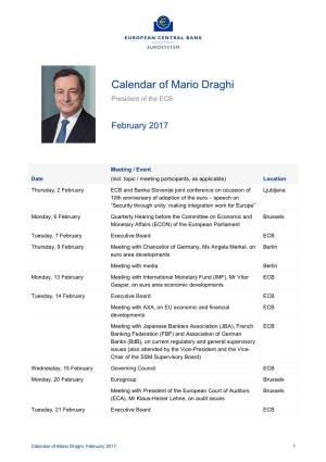 Calendar of Mario Draghi, February 2017 1