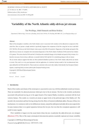 Variability of the North Atlantic Eddy-Driven Jet Stream