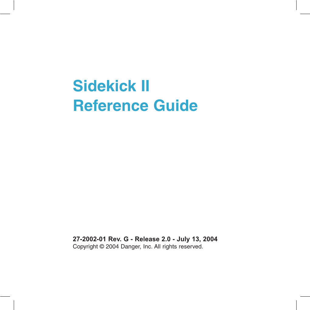 Sidekick II Reference Guide