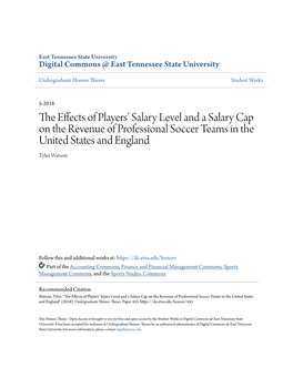The Effects of Players' Salary Level and a Salary Cap on the Revenue of Professional Soccer Teams in the United States And