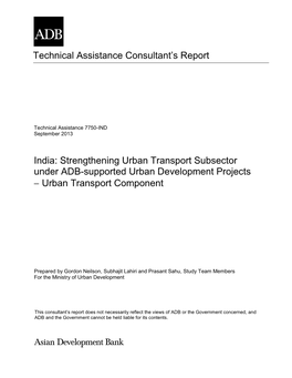 44508-001: Strengthening Urban Transport Subsector Under ADB