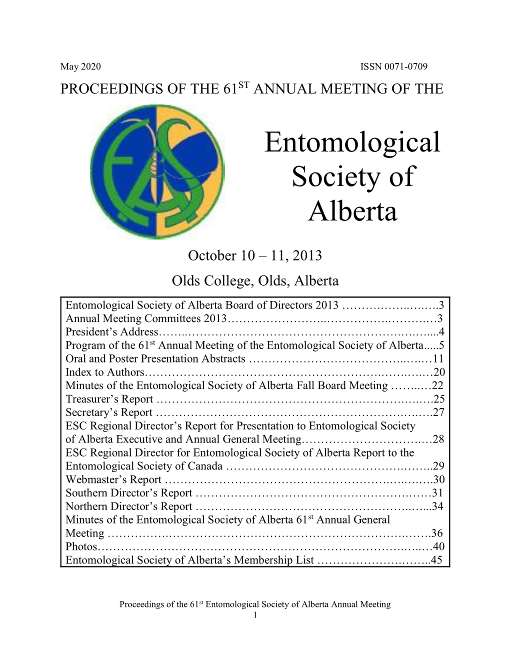 Proceedings of the 61St Annual Meeting of The