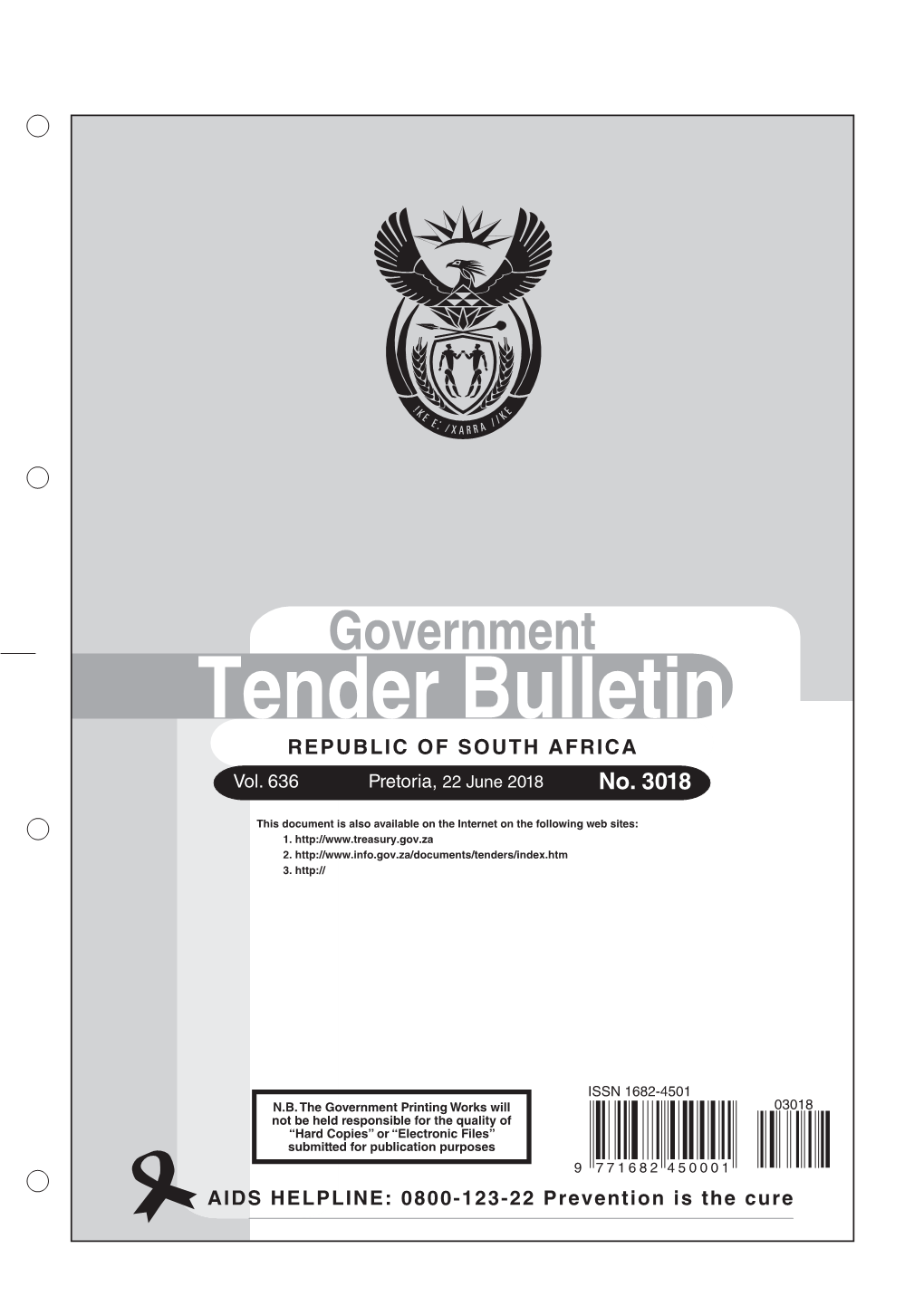 Tender Bulletin REPUBLIC of SOUTH AFRICA Vol