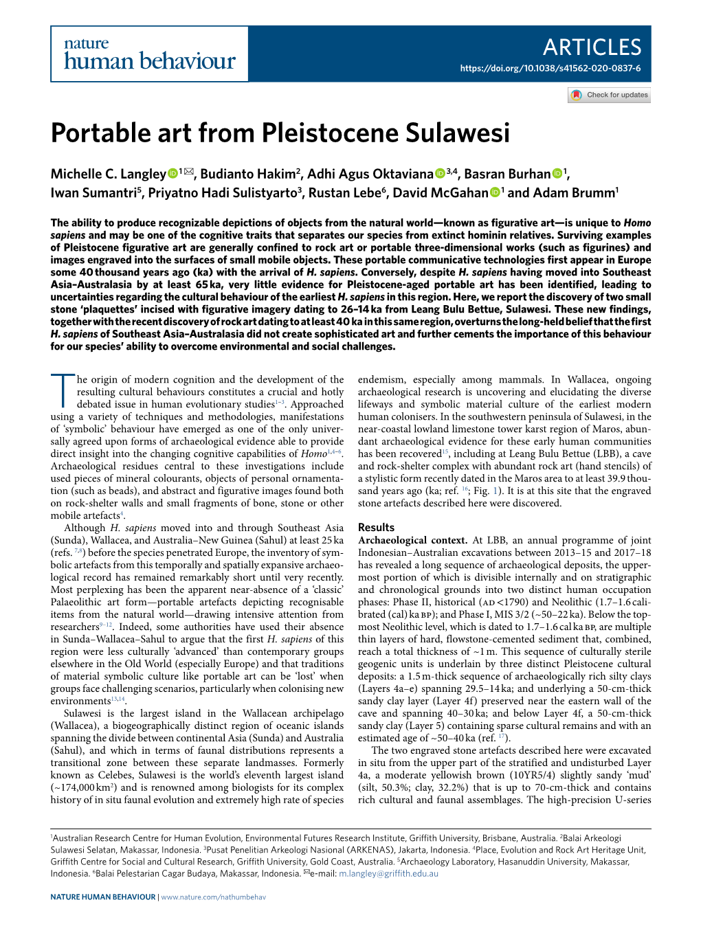 Portable Art from Pleistocene Sulawesi