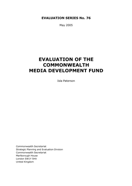 Evaluation of the Commonwealth Media Development Fund