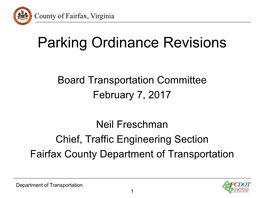 Parking Ordinance Revisions