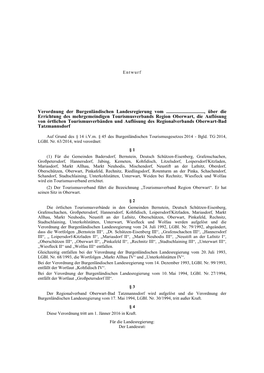 Verordnung Der Burgenländischen Landesregierung Vom