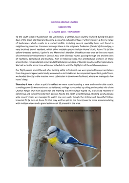Birding Abroad Limited Uzbekistan 5 – 12 June 2019