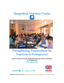 Bangladesh Nutrition Cluster Strengthening Preparedness For