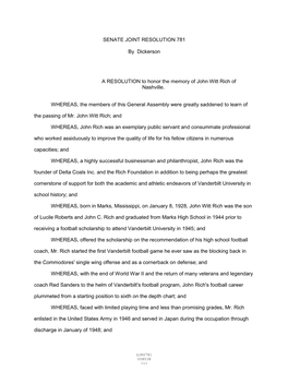 SENATE JOINT RESOLUTION 781 by Dickerson a RESOLUTION To