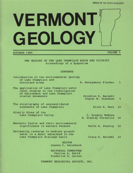 October 1980 Volume 1 the Geology of the Lake