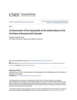 An Examination of the Varying Role of the United Nations in the Civil Wars of Rwanda and El Salvador