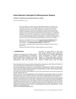 Power Reduction Techniques for Microprocessor Systems