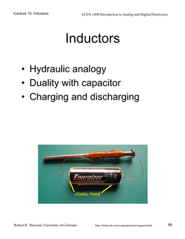 Inductors ECEN 1400 Introduction to Analog and Digital Electronics