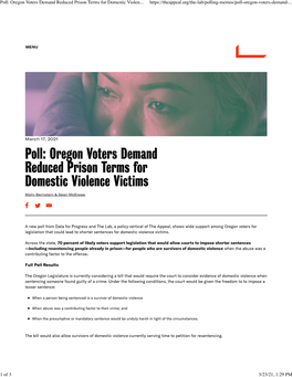 Oregon Voters Demand Reduced Prison Terms for Domestic Violence Victims