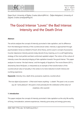 The Good Intense “Loves” the Bad Intense: Intensity and the Death Drive