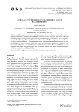 Landscape and Traffic Factors Affecting Animal Road Mortality