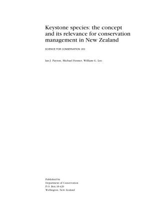 Keystone Species: the Concept and Its Relevance for Conservation Management in New Zealand