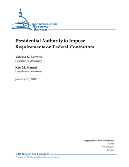 Presidential Authority to Impose Requirements on Federal Contractors