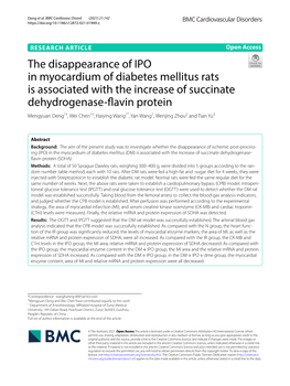 The Disappearance of IPO in Myocardium of Diabetes Mellitus Rats Is Associated with the Increase of Succinate Dehydrogenase-Flav