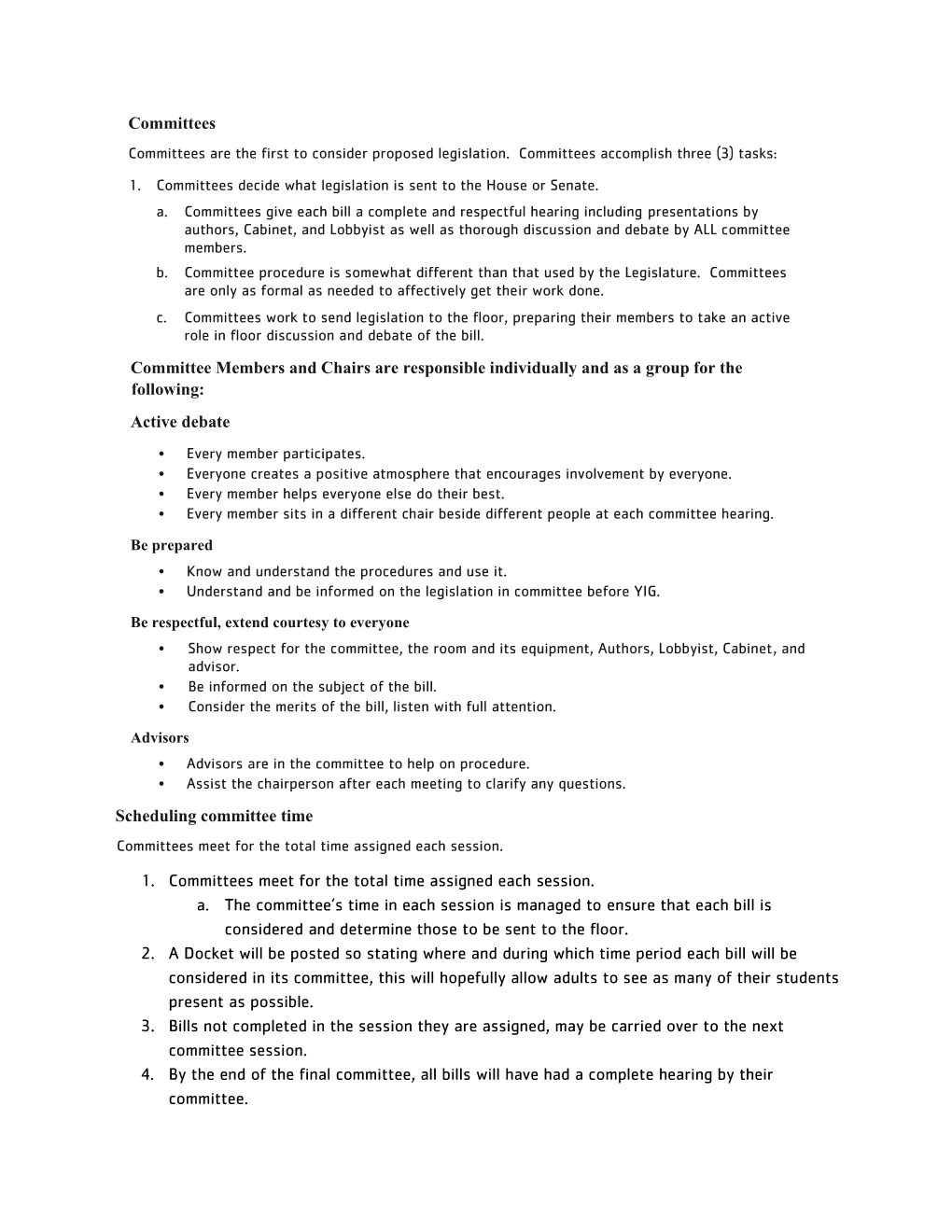 Committee Debate Process