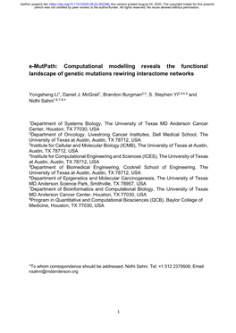E-Mutpath: Computational Modelling Reveals the Functional Landscape of Genetic Mutations Rewiring Interactome Networks