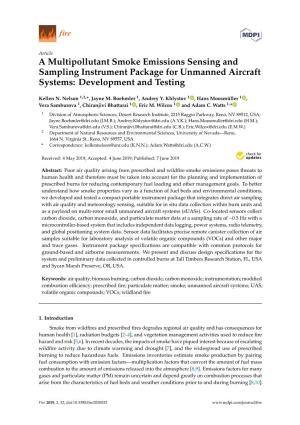 A Multipollutant Smoke Emissions Sensing and Sampling Instrument Package for Unmanned Aircraft Systems: Development and Testing