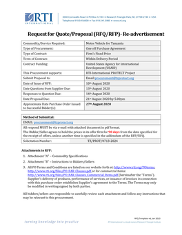 Request for Quote/Proposal (RFQ/RFP)- Re-Advertisement