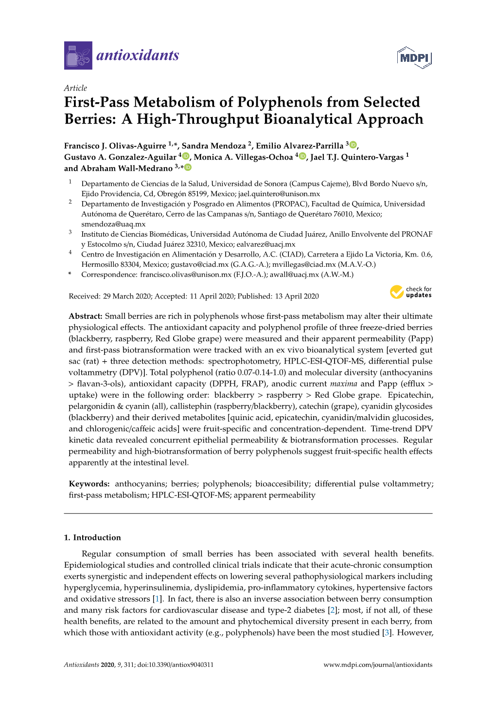 First-Pass Metabolism of Polyphenols from Selected Berries: a High-Throughput Bioanalytical Approach