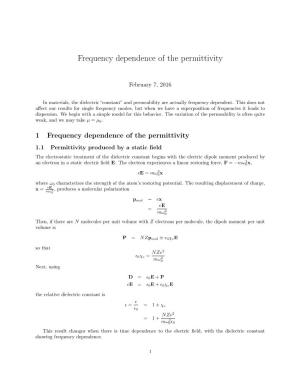 Frequency Dependence of the Permittivity