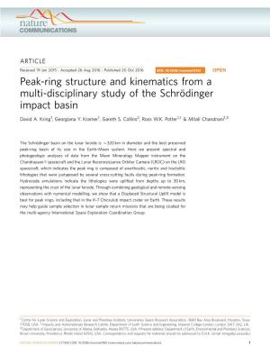 Peak-Ring Structure and Kinematics from a Multi-Disciplinary Study of the Schro¨Dinger Impact Basin