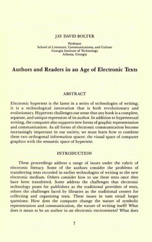 Authors and Readers in an ABSTRACT INTRODUCTION