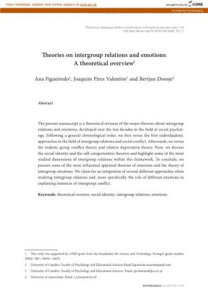 Theories on Intergroup Relations and Emotions: a Theoretical Overview1