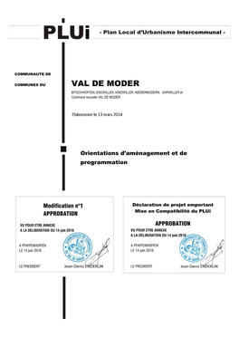 VAL DE MODER BITSCHHOFFEN, ENGWILLER, KINDWILLER, NIEDERMODERN, UHRWILLER Et Commune Nouvelle VAL DE MODER