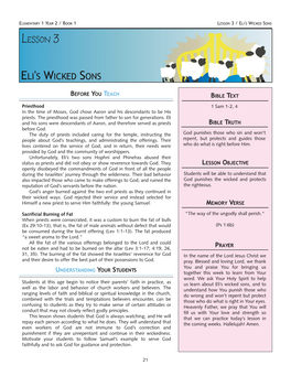 Eli's Wicked Sons Lesson 3
