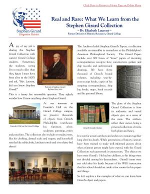 What We Learn from the Stephen Girard Collection – by Elizabeth Laurent – Former Director of Historic Resources, Girard College