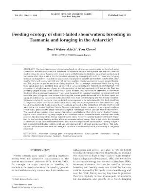 Feeding Ecology of Short-Tailed Shearwaters: Breeding in Tasmania and Foraging in the Antarctic?