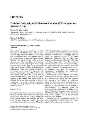 Toolstone Geography in the Northern Cascades of Washington and Adjacent Areas