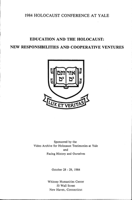1984 Holocaust Conference at Yale Education And