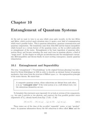 Chapter 10 Entanglement of Quantum Systems