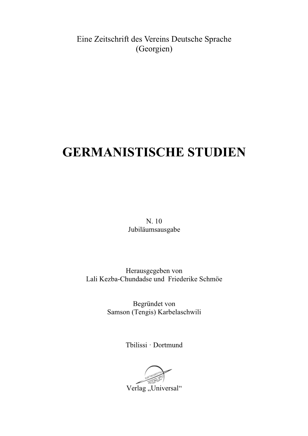 Germanistische Studien