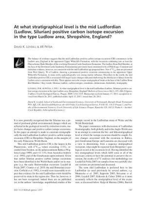 Ludlow, Silurian) Positive Carbon Isotope Excursion in the Type Ludlow Area, Shropshire, England?