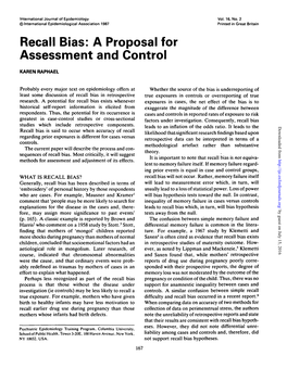 Recall Bias: a Proposal for Assessment and Control