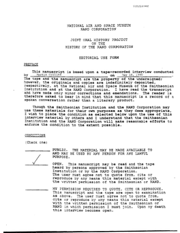 RAND History Project Interview: General Bernard Schreiver 5/18/1990